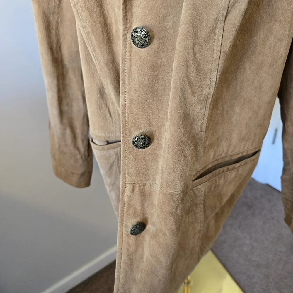 Denim&Co | 2X | Chestnut Washable Suede Button FrontJacket with Pockets - Picture 3 of 11